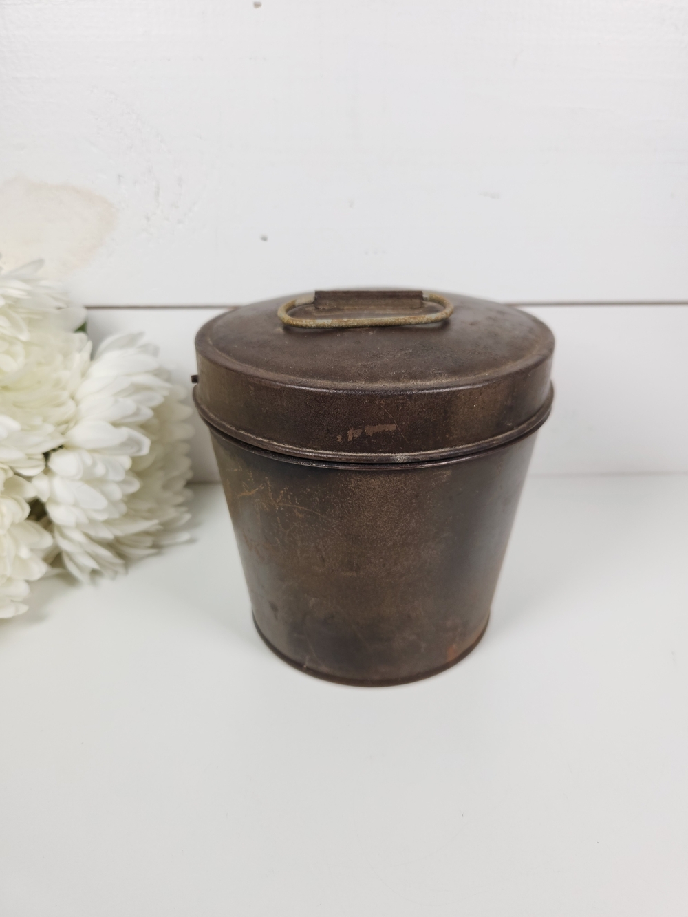 Antique Tin Bread Pudding Mold w/ Lid and Center Post | Rustic Decor | Primitive